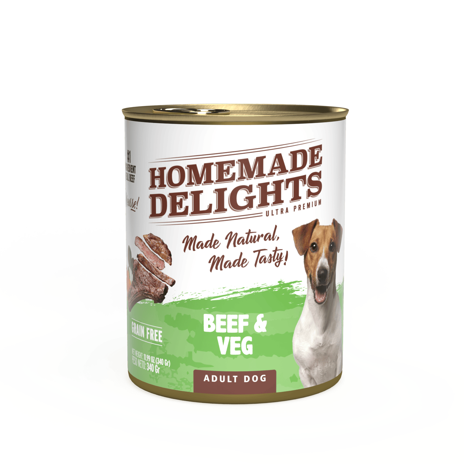 Homemade Lata Dog Adulto Carne & Vegetales 340g